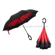 OEM Print Inside-out Upside-Down C Handle Car Reverse Inverted Umbrella